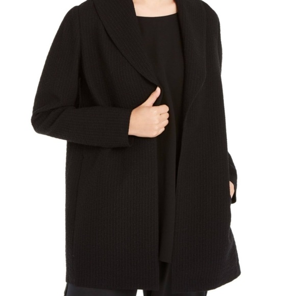 EILEEN Fisher Basket Weave Texture Open Front Style Jacket - Picture 2 of 9